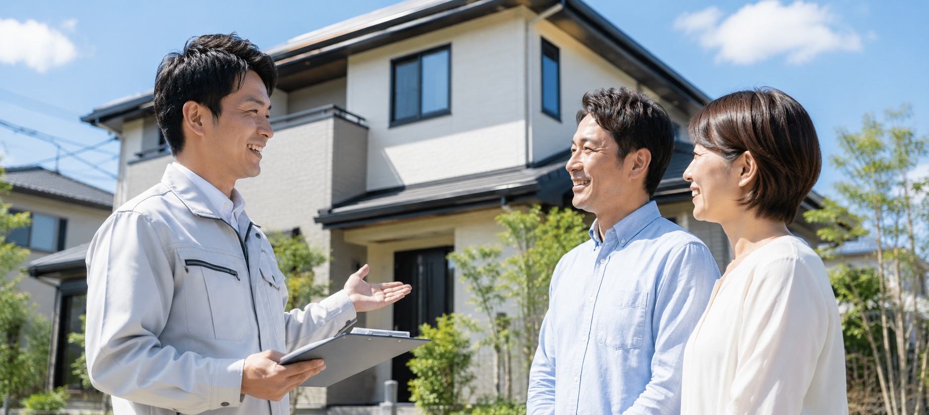 足立区で外壁塗装の塗料選びを相談している様子