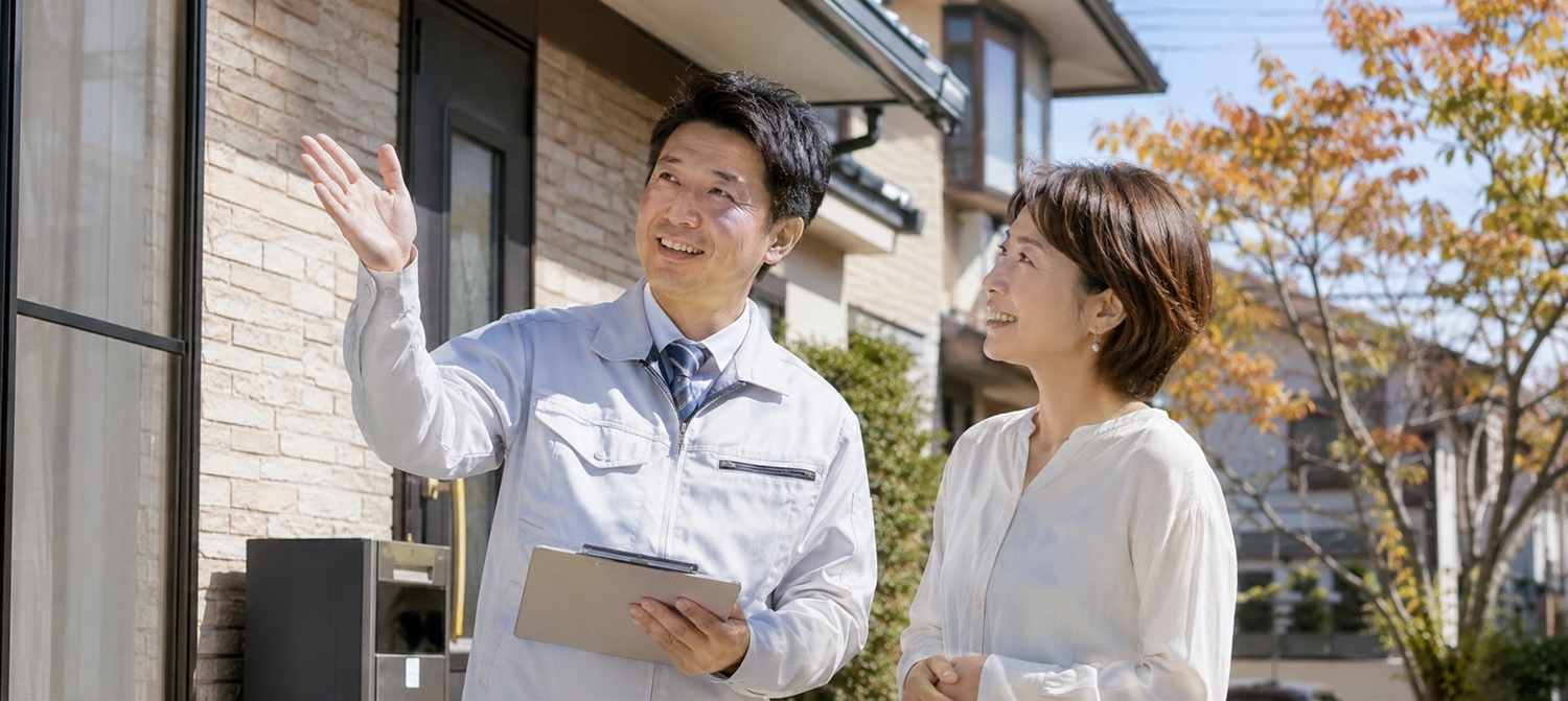 9月から外壁塗装の相談をする様子